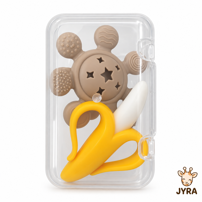 Set Mordedor Banana y Mordedor Estrella Silicona con Estuche