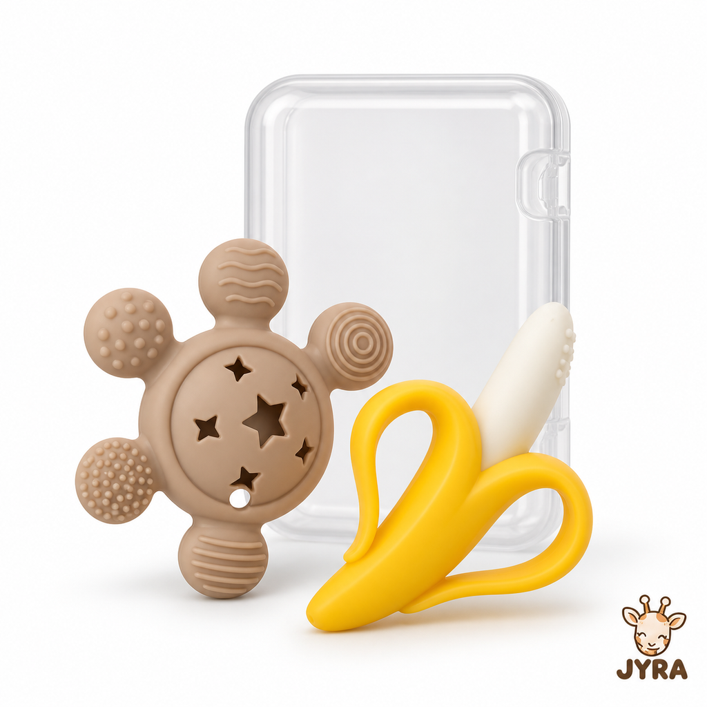 Set Mordedor Banana y Mordedor Estrella Silicona con Estuche