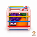 Cubo Sensorial Montessori con Elásticos y Frutas