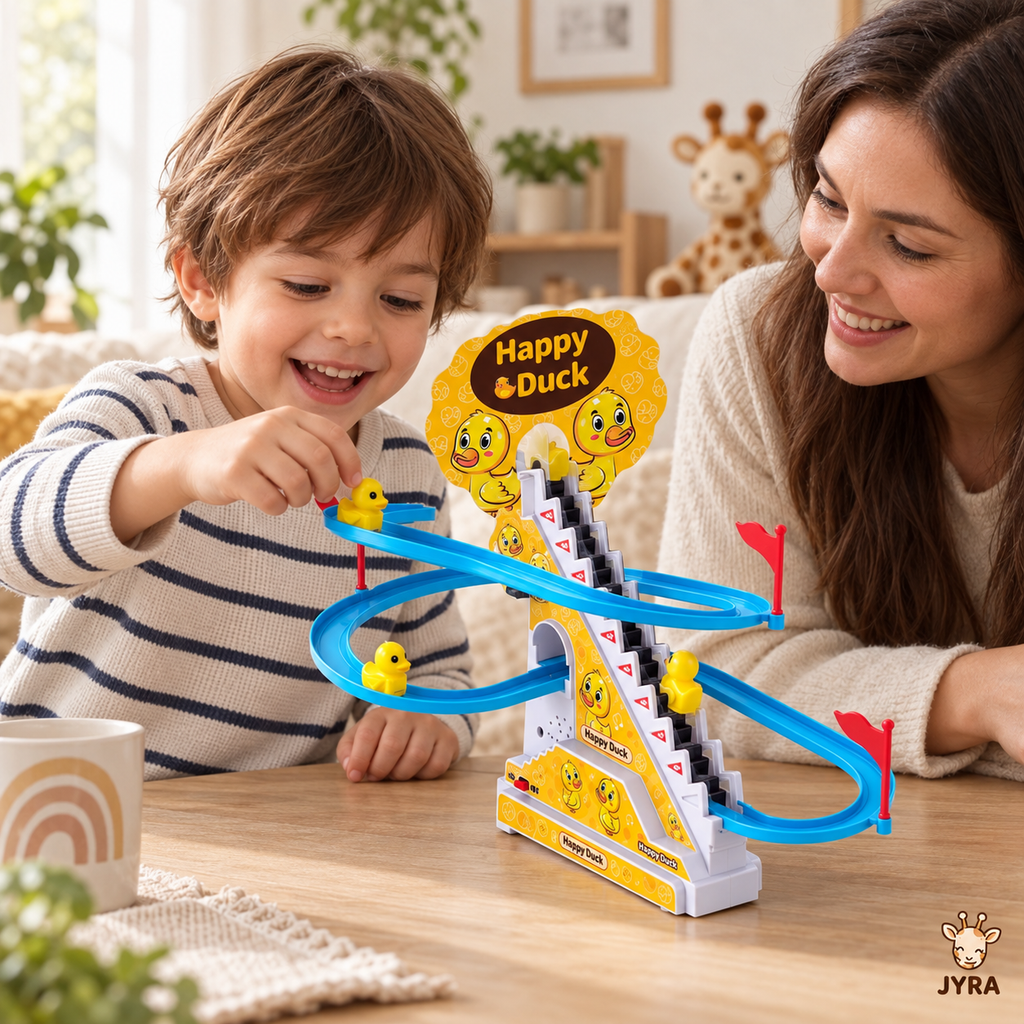 Pato Feliz Juguete de Patitos con Escalera y Pista