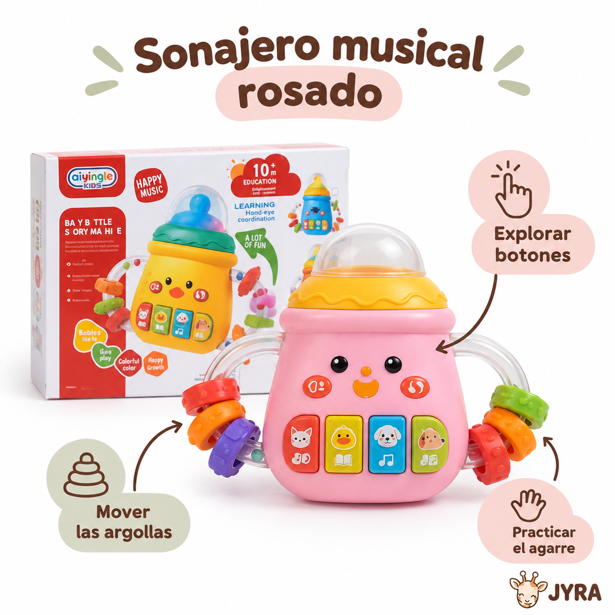 Mamadera Musical Bebé con Luces y Sonajero