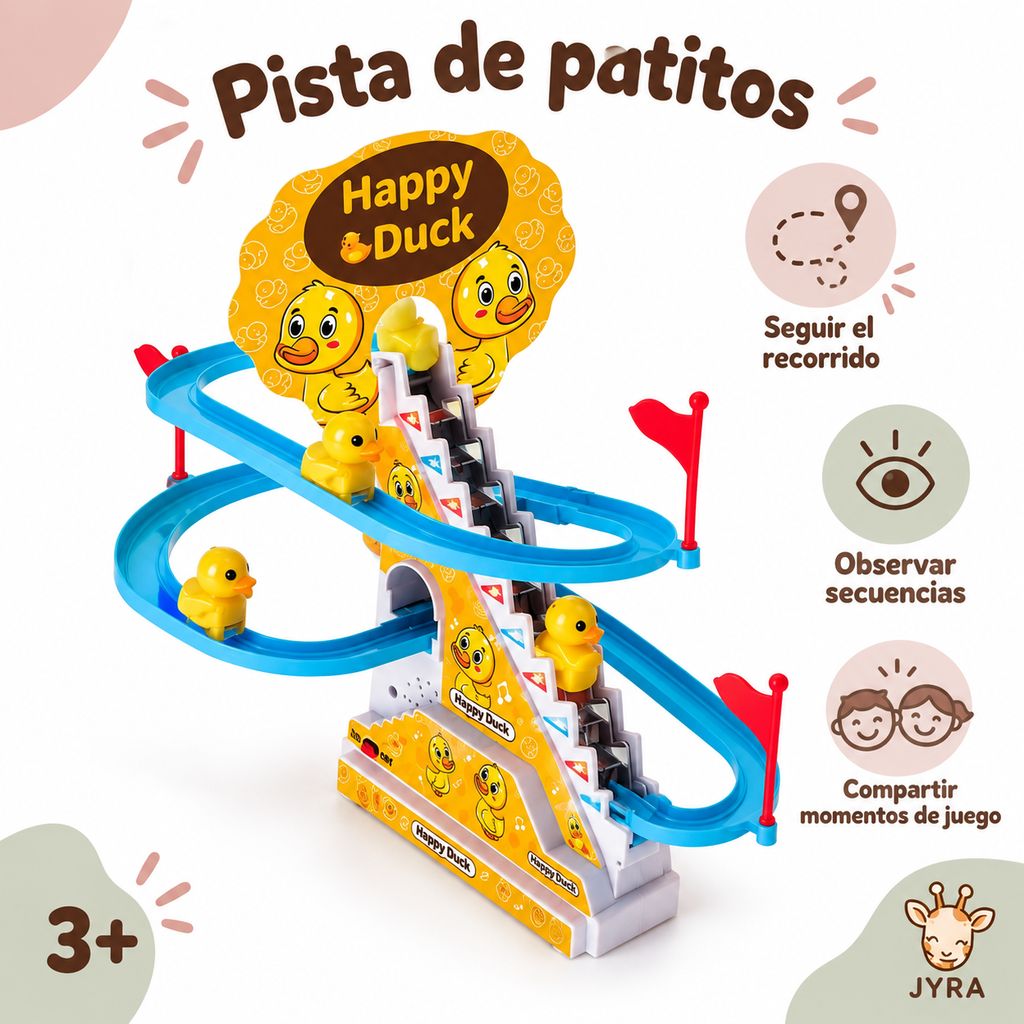 Pato Feliz Juguete de Patitos con Escalera y Pista