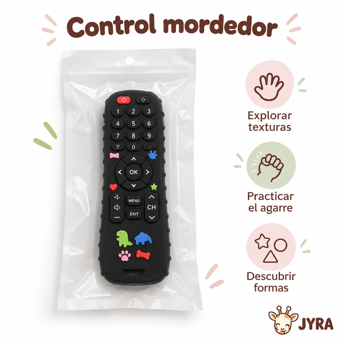 Mordedor Sensorial Silicona Bebé Control Remoto Libre BPA