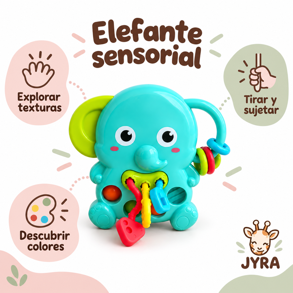 Sonajero Elefante Sensorial con Cordón