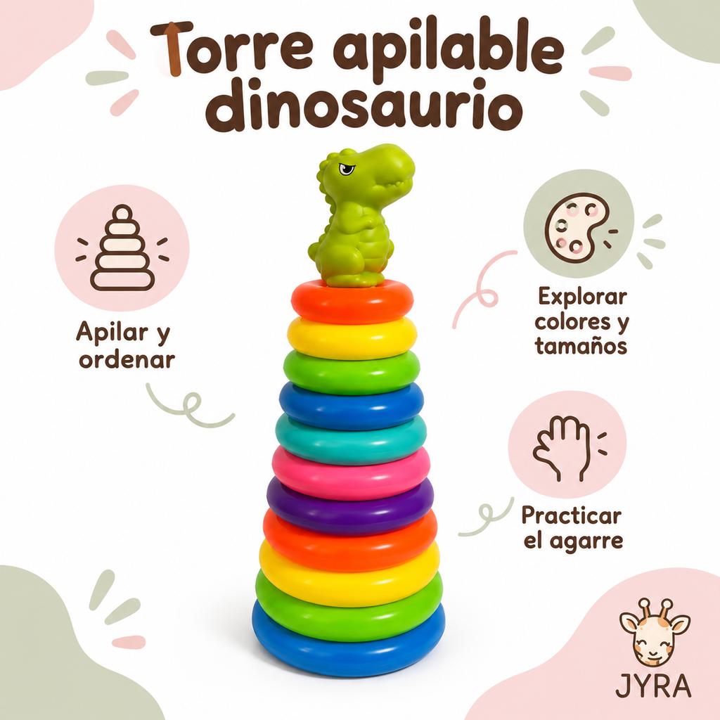 Torre Apilable Dinosaurio para Bebé